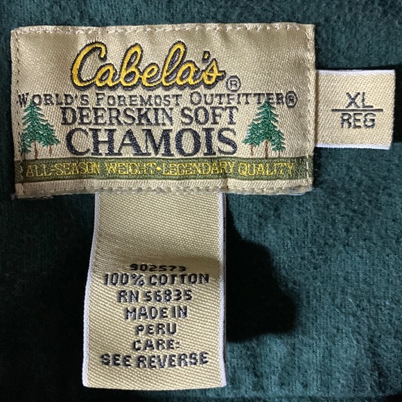 Men’s Cabela’s green long sleeve button up shirt. Chamois. Size XL. - Picture 2 of 7